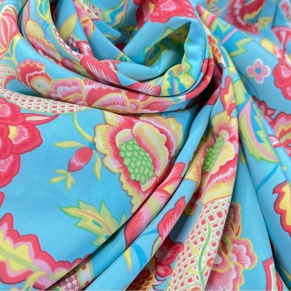 Vintage Natori Blue Paisley Floral Zippered Long Sleeve House Sleep Lounge Dress - Picture 9 of 15